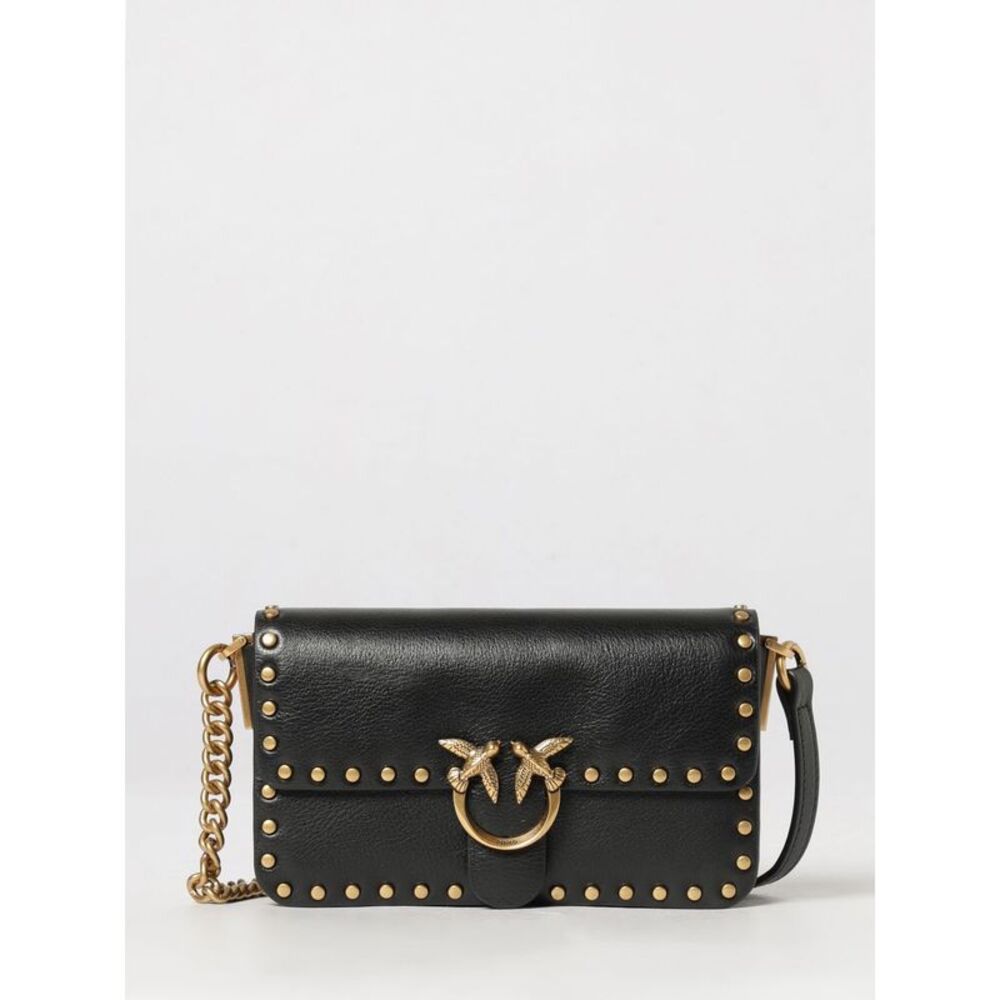 Pinko Women Pinko Love Birds Calfskin Mini Crossbody Bag With Studs